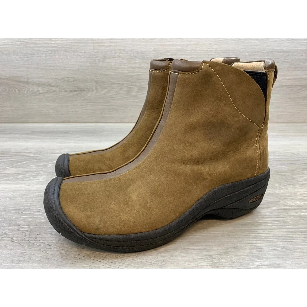Keen Presidio Women's Brown Nubuck Leather Ankle Boots 7.5 Slip On